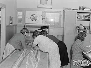Loom Prints: In the sewing room, Shafter camp for migrants (FSA)
