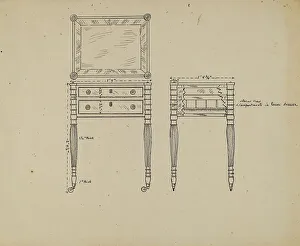 Work Table Prints: Sewing and Work Table, 1935/1942. Creator: Unknown