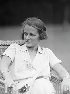 Portrait Photographs Prints: Sexton, Mrs. seated outdoors, 1932 July 10. Creator: Arnold Genthe