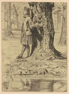 Artists Nephew Gallery: Seymour Standing Under a Tree, 1858 / 1859. Creator: James Abbott McNeill Whistler