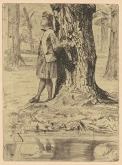 Artists Nephew Gallery: Seymour Standing Under a Tree, 1858 / 1859. Creator: James Abbott McNeill Whistler