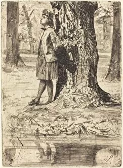 Artists Nephew Gallery: Seymour Standing under a Tree, 1859. Creator: James Abbott McNeill Whistler