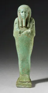 Faience Prints: Shabti, Inscribed, 26th Dynasty Late Period, circa 600 BCE. Creator: Unknown