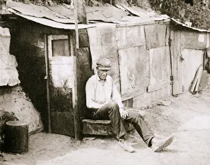 Hardship Prints: Shack made of barrels and tar paper, St Louis, Missouri, USA, Great Depression, 1931