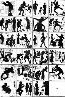 Harry Furniss Prints: Six shadow charades drawn by H. Furniss - the answers next week, 1881. Creator: Unknown