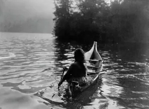British Columbia Prints: Into the shadow-Clayoquot, c1910. Creator: Edward Sheriff Curtis