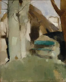 Schjerfbeck Collection: Shadow on the Wall II (Green Bench), 1928. Creator: Schjerfbeck, Helene (1862-1946)