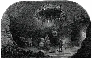 Miners Prints: The Shaft - Descent of the Bucket, Marston Salt-Pit, 1850. Creator:s Read