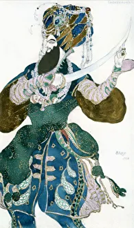 Adult Prints: The Shah of Persia, costume design for a Ballets Russes production of Scheherazade