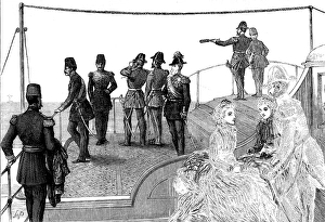 Telescope Prints: The Shah viewing the fleet at Spithead, 1873. Creator: Unknown