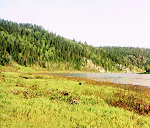 Shaitanskii Rock, Chusovaia River, 1912. Creator: Sergey Mikhaylovich Prokudin-Gorsky