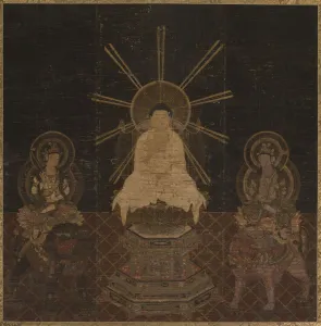 Kamakura Period Collection: Shaka attended by Fugen and Monju, 1185-1333. Creator: Unknown