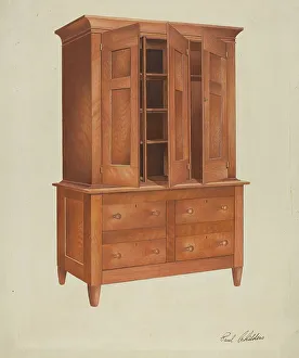 Dresser Prints: Shaker Cabinet, 1935/1942. Creator: William Paul Childers