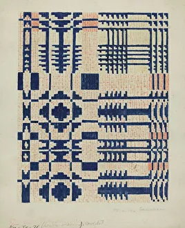 Shaker Prints: Shaker Coverlet, 1935/1942. Creator: Martha Sancher