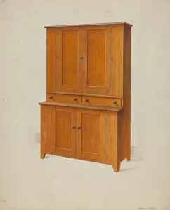 Linen Press Gallery: Shaker Cupboard, c. 1937. Creator: Irving I. Smith