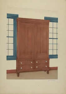 Shaker Prints: Shaker Cupboard, c. 1938. Creator: George V. Vezolles