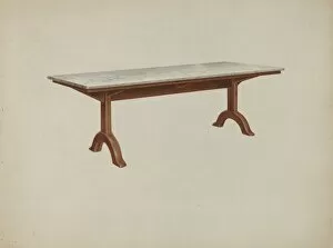 Tabletop Collection: Shaker Dining Table (Marble Top), 1935 / 1942. Creator: John W Kelleher