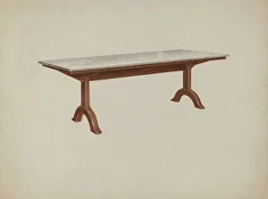 Practical Prints: Shaker Dining Table (Marble Top), 1935 / 1942. Creator: John W Kelleher