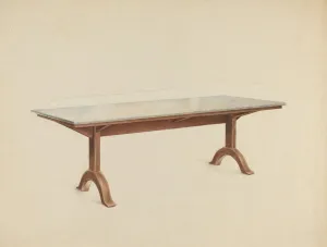 Practical Prints: Shaker Dining Table with Marble Top, c. 1953. Creator: John W Kelleher