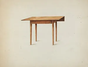 Holden Ray Prints: Shaker Drop-leaf Table, c. 1936. Creator: Ray Holden