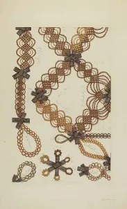 Shaker Prints: Shaker Hair Wreath, c. 1938. Creator: Helen Bronson