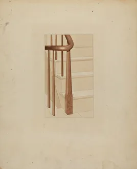 John W Kelleher Prints: Shaker Newel Post, c. 1937. Creator: John W Kelleher