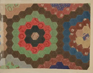 Patchwork Gallery: Shaker Patchwork Quilt, c. 1941. Creator: Elbert S. Mowery