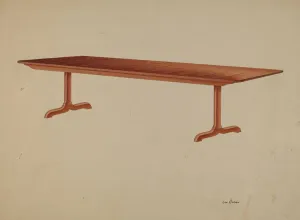 Cronk Lon Prints: Shaker Refectory Table, c. 1939. Creator: Lon Cronk