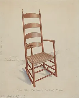 Alfred H Prints: Shaker Rocking Chair, c. 1937. Creator: Alfred H. Smith
