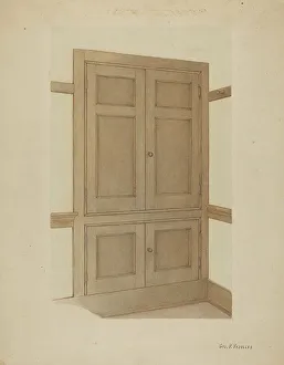 Shaker Prints: Shaker Room Cupboard, c. 1938. Creator: George V. Vezolles