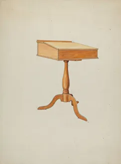 Pedestal Base Prints: Shaker School Desk, c. 1936. Creator: Ray Holden