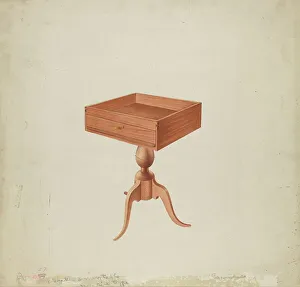 Drawer Prints: Shaker Sewing Table, 1935/1942. Creator: William Paul Childers