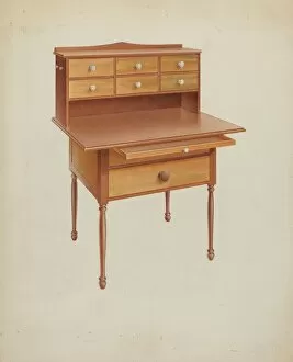 Drawers Gallery: Shaker Sewing Table, c. 1938. Creator: Alfred H. Smith