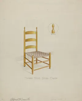 Side Chair Prints: Shaker Three Slat Chair, 1935 / 1942. Creator: Alfred H. Smith