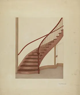 Spiral Staircase Prints: Shaker Spiral Staircase, c. 1938. Creator: George V. Vezolles