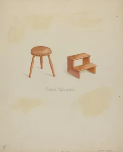 Lawrence Foster Prints: Shaker Stools, 1935 / 1942. Creator: Lawrence Foster