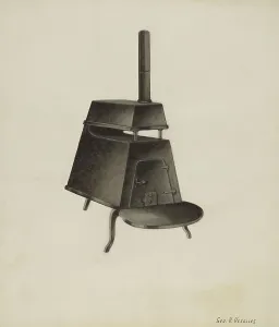 Shaker Prints: Shaker Stove, c. 1937. Creator: George V. Vezolles