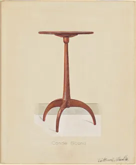 Muollo Prints: Shaker Table, (Candle Stand) c. 1936. Creator: Victor F. Muollo