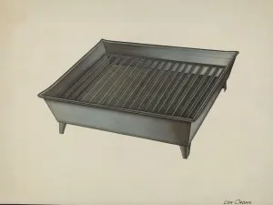Cronk Lon Prints: Shaker Tin Dish Drainer, c. 1941. Creator: Lon Cronk