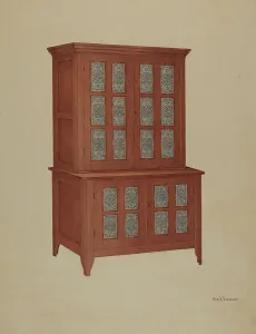 Storage Prints: Shaker Tin Safe, c. 1939. Creator: George V. Vezolles