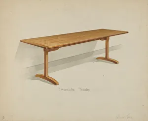 Trestle Table Prints: Shaker Trestle Dining Table, 1935 / 1942. Creator: Anne Ger