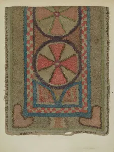 Shaker Prints: Shaker Tufted Wool Rug, c. 1938. Creator: Orville A. Carroll