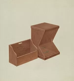 Watercolor And Graphite On Paper Collection: Shaker Wood Box, c. 1937. Creator: Alois E. Ulrich