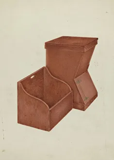 Shaker Prints: Shaker Wood Box and Kindling Box, c. 1937. Creator: George V. Vezolles
