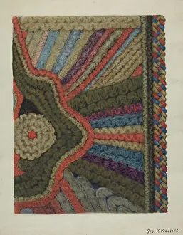 Shaker Prints: Shaker Woolen Rug, 1935/1942. Creator: George V. Vezolles
