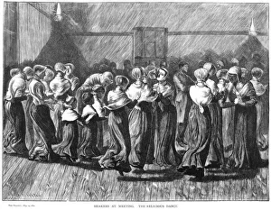 Shakers dancing at a meeting, Lebanon Springs, New York, USA, 1870