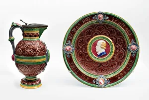Tribute Prints: Shakespeare Ewer and Basin, England, Ewer: 1873, Basin: 1871. Creator: Minton