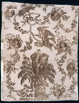 Garrick David Prints: Shakespeare and Garrick (Furnishing Fabric), England, c. 1790. Creator: Unknown