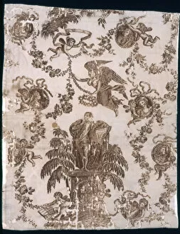 Shakespeare William Gallery: Shakespeare and Garrick (Furnishing Fabric), England, c. 1790. Creator: Unknown