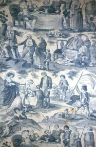 Shakspeare Collection: Shakespeares Seven Ages (of Man) (Furnishing Fabric), England, c. 1805. Creator: Unknown